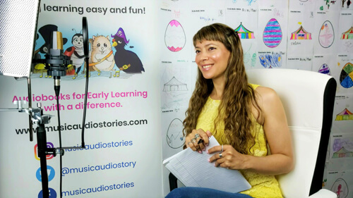 Anna-Christina filming Music Audio Stories videos