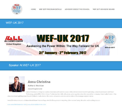 Women Economic Forum web page on Anna-Christina